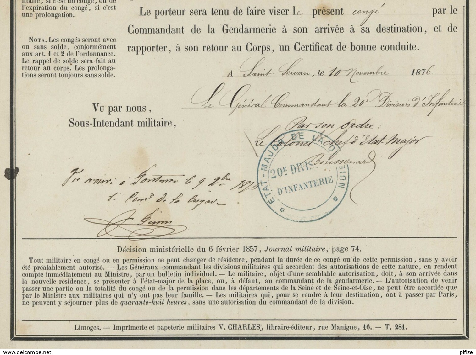 Petit Dossier De 5 Documents . Sergent Secrétaire Au 2e Régiment D'Infanterie De Ligne . 1876-78 . Granville . - Documenti