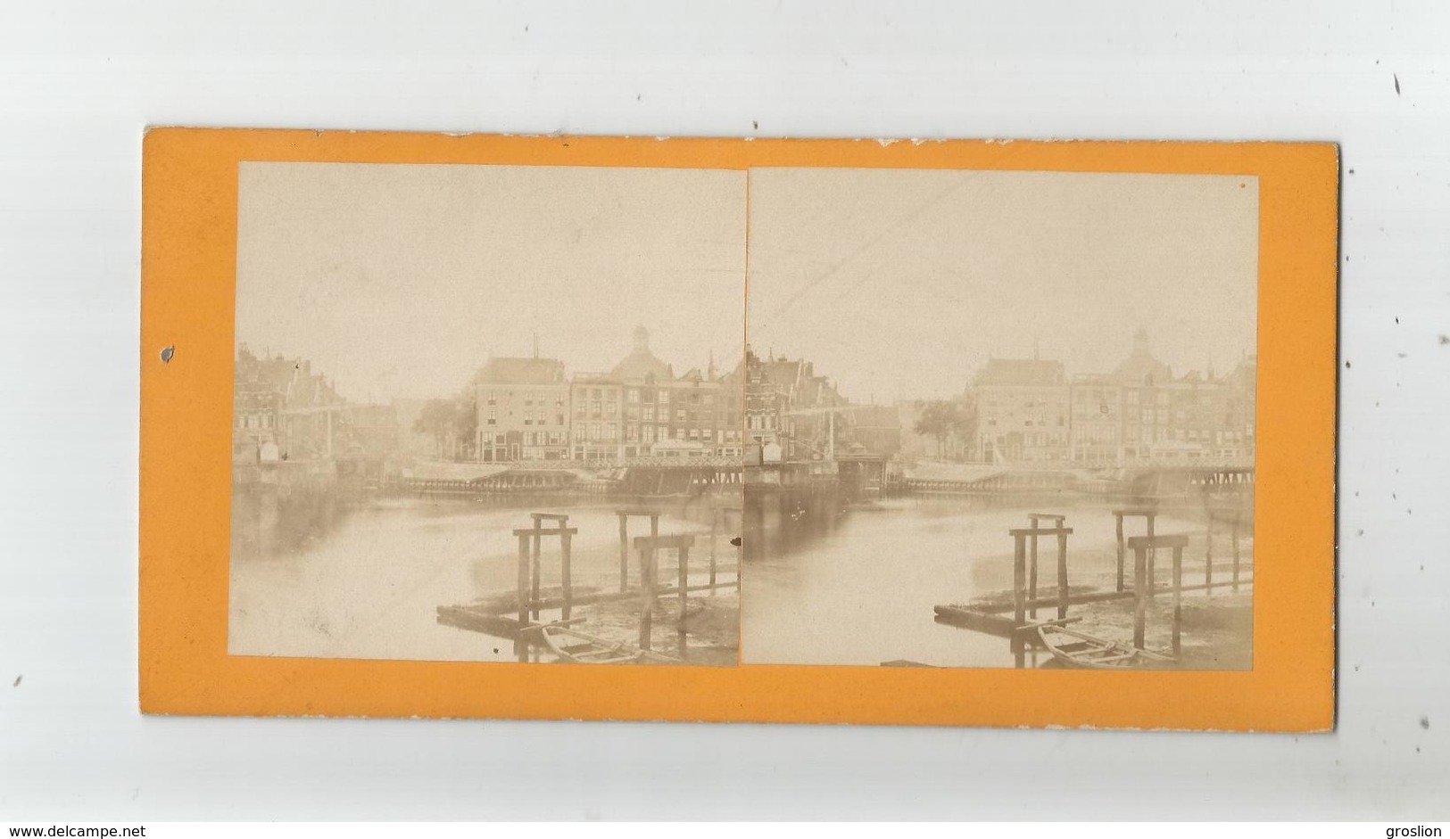 AMSTERDAM (PAYS BAS) PHOTO STEREOSCOPIQUE ANCIENNE DU PORT - Stereoscopic