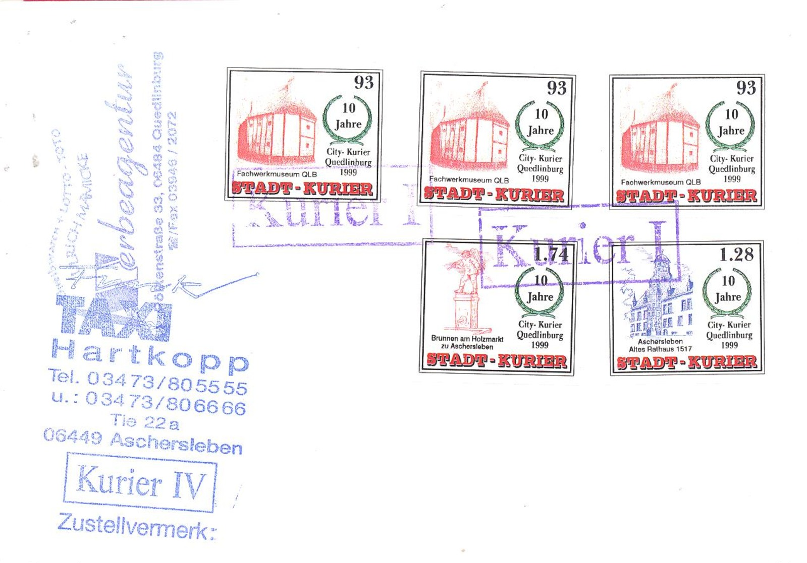 Stadt-Kurier  Quedlinburg 93 (3 X) 1,28 1,74 - Posta Privata & Locale