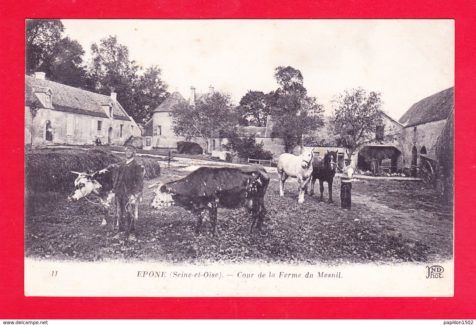 F-78-Epone-01A84  La Cour De La Ferme Du Mesnil, Vaches, Chevaux, Cpa BE - Epone