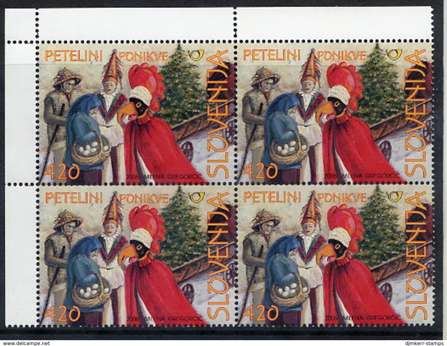 SLOVENIA 2006 Traditional Carnival Costumes,block Of 4 MNH / **.  Michel 576 - Slovénie