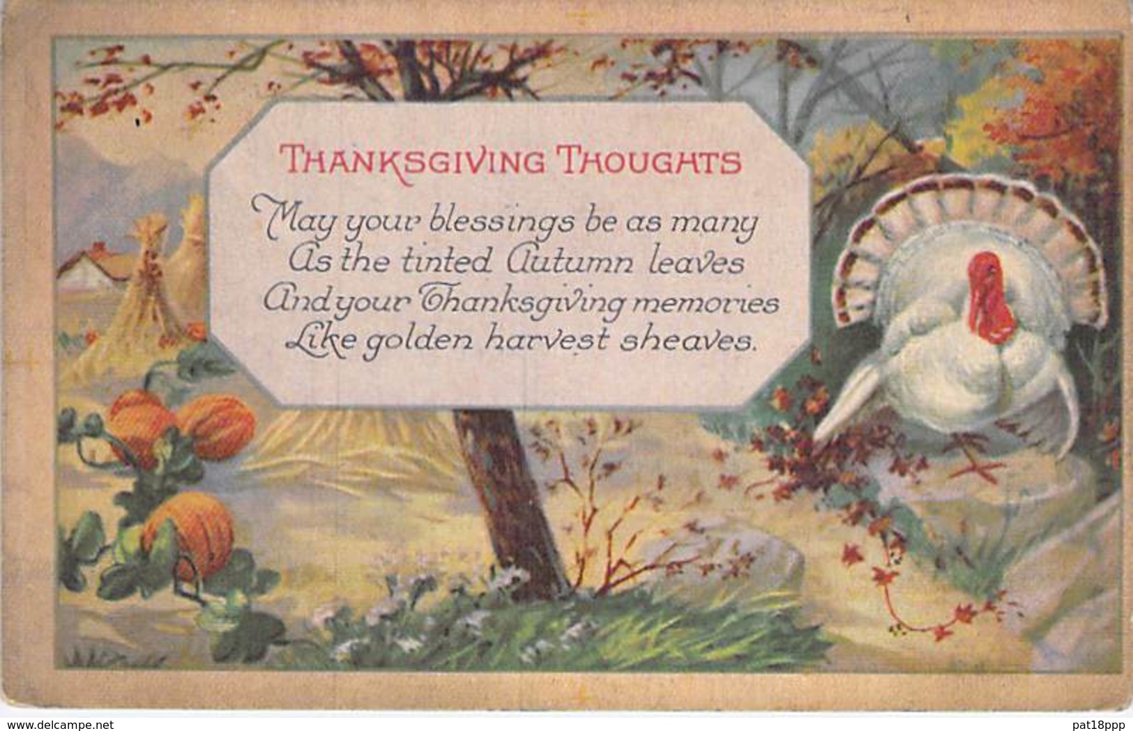 FETES - THANKSGIVING :  Illustration Avec Dinde / Illustration With Turkey - CPA Colorisée 1923 - - Thanksgiving