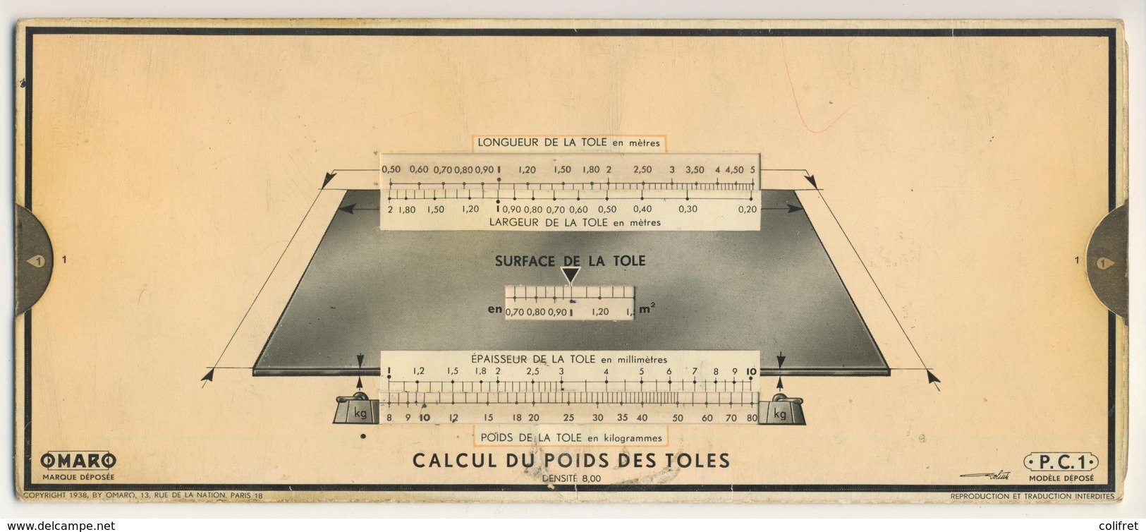 Abaques - OMARO -           Calcul Du Poids Et Des Prix (Carton) - Autres Plans