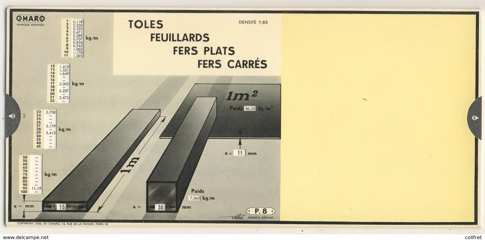 Abaques - OMARO -           Fers Profilés Et Laminés (Carton) - Autres Plans