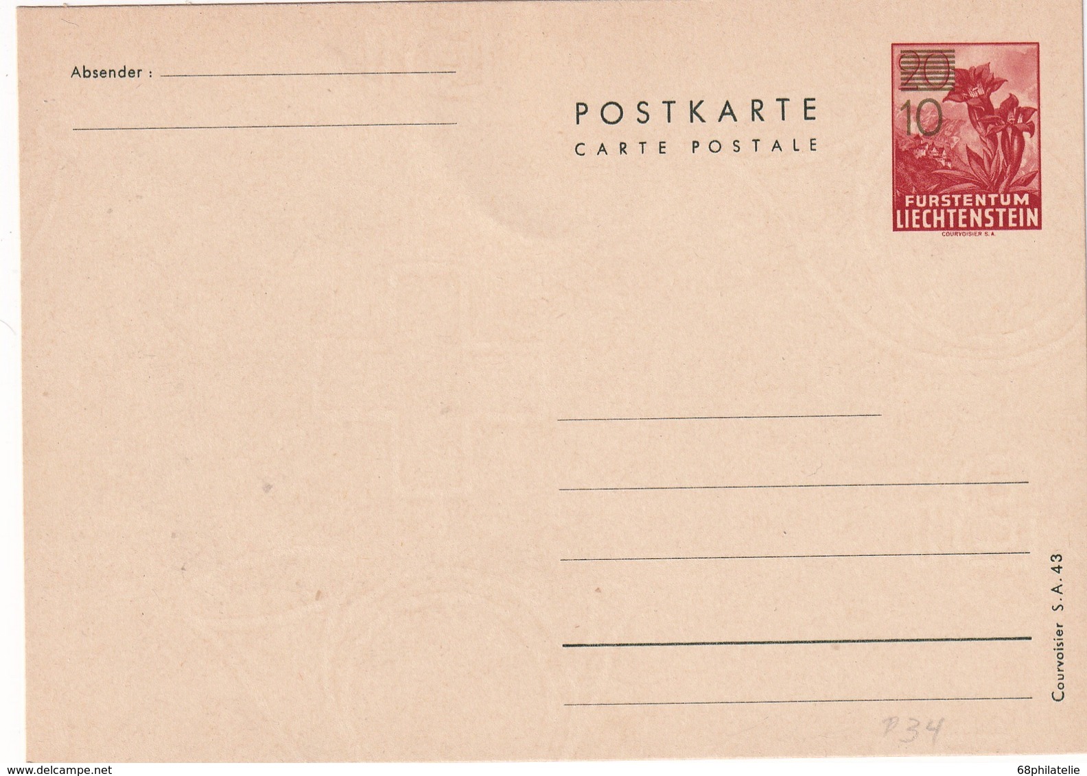 LIECHTENSTEIN    ENTIER POSTAL/GANZSACHE/POSTAL STATIONERY CARTE - Interi Postali