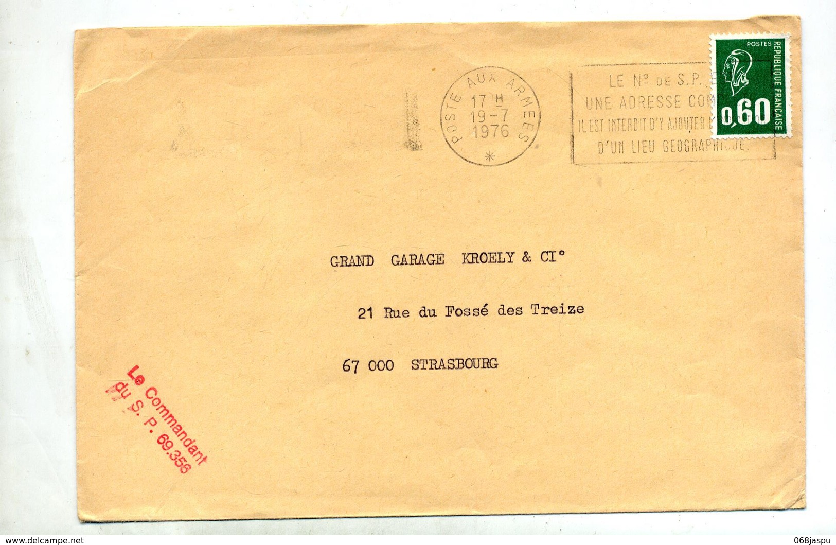 Lettre Flamme Poste Aux Armees N° Secteur Postal - Mechanical Postmarks (Advertisement)