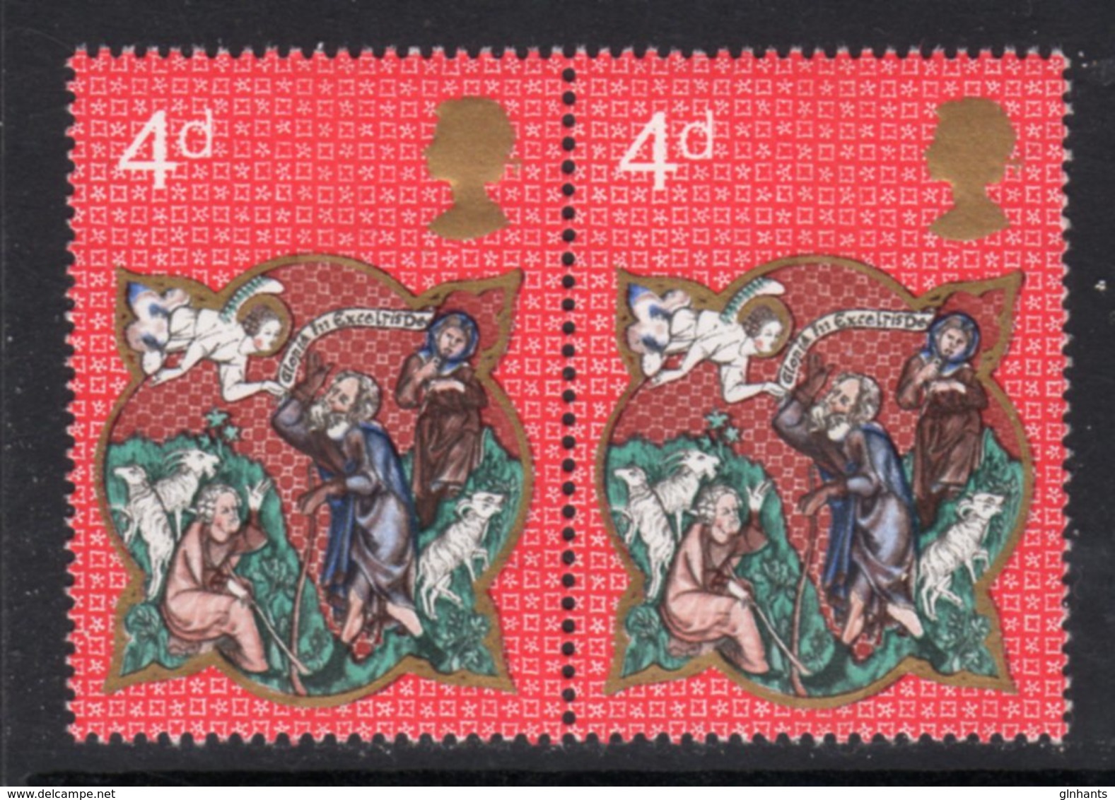 GB GREAT BRITAIN - 1970 CHRISTMAS 4d HORIZONTAL PAIR OF STAMPS FINE MNH ** SG 838 X 2 - Unused Stamps