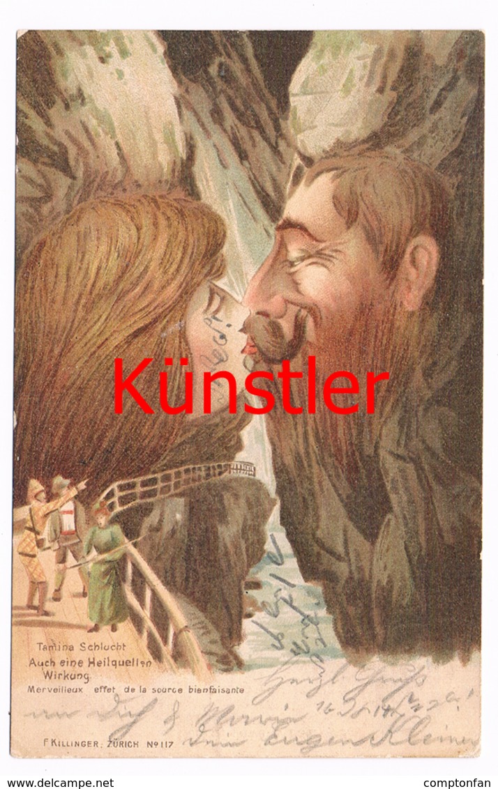 366 Tamina-Schlucht Berggesicht Killinger Künstlerkarte - Autres & Non Classés