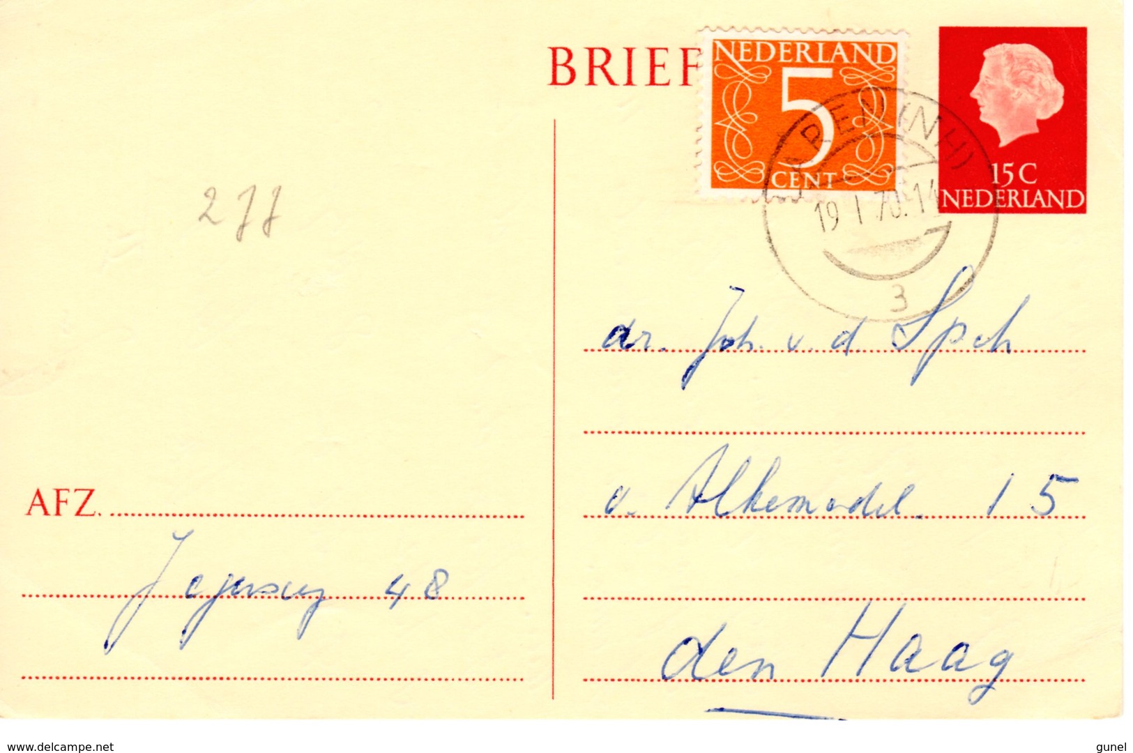 19.I.70 Bijgefrankeerde Bk Van LAREN (N.H.) Naar Den Haag - Postal Stationery