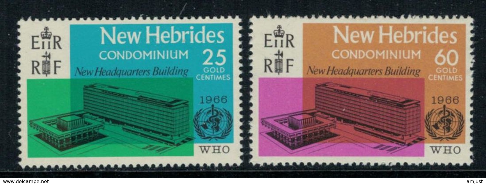 New Hebrides // 1960-1980 // 1966 // Inauguration Du Siège De L'OMS à Genève Timbres Neufs** MNH No. Y&T 247-248 - Neufs