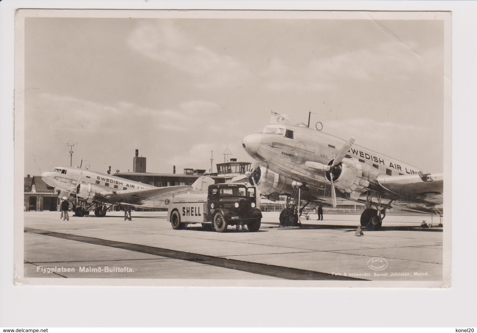 Vintage Rppc SAS S.A.S. Scandinavian Airlines System Douglas Dc-3 Aircraft @ Malmo Airport - 1919-1938: Between Wars