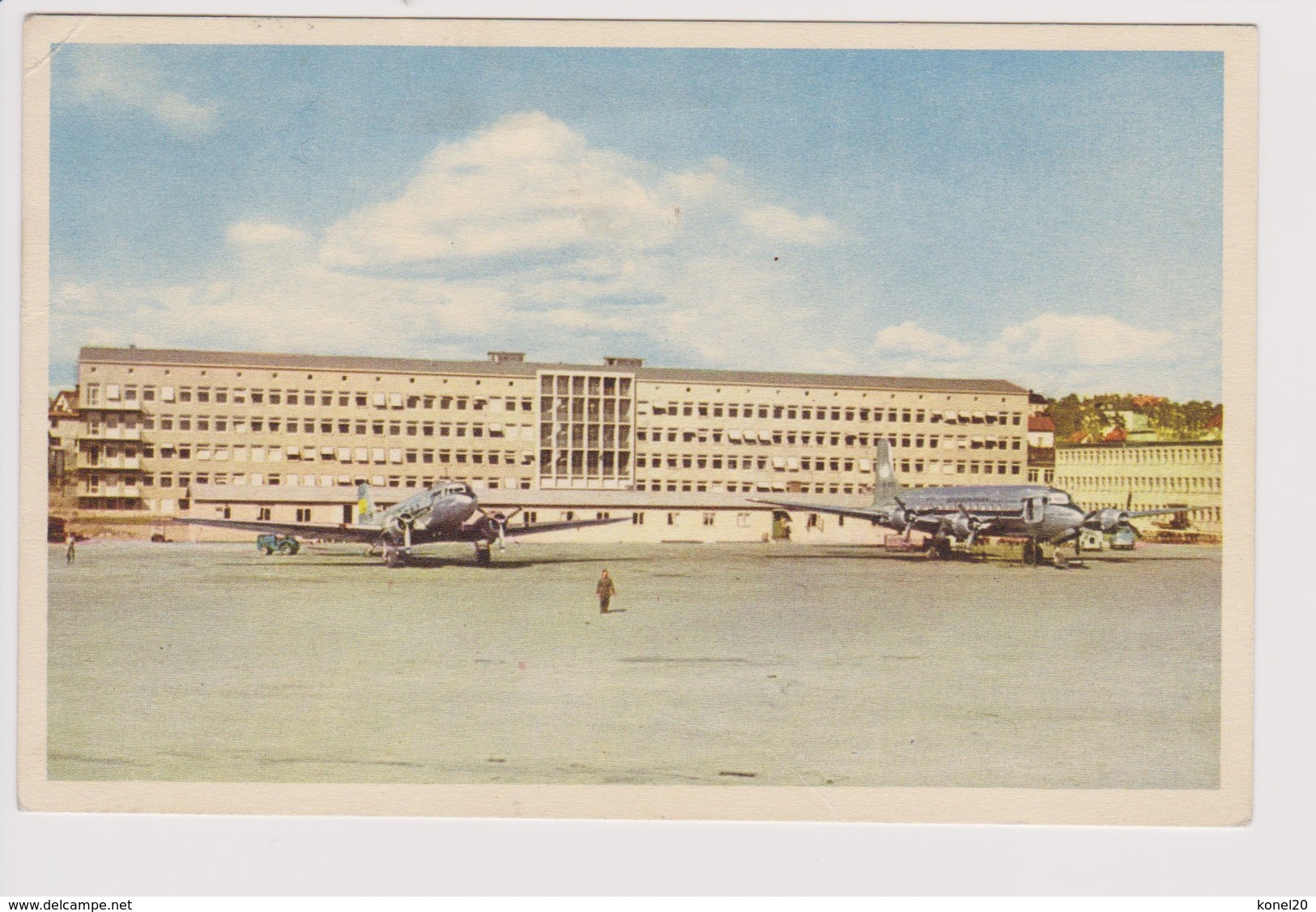 Vintage Rppc SAS S.A.S. Scandinavian Airlines System Douglas Dc-6b Aircraft @ Bromma Airport - 1919-1938: Between Wars