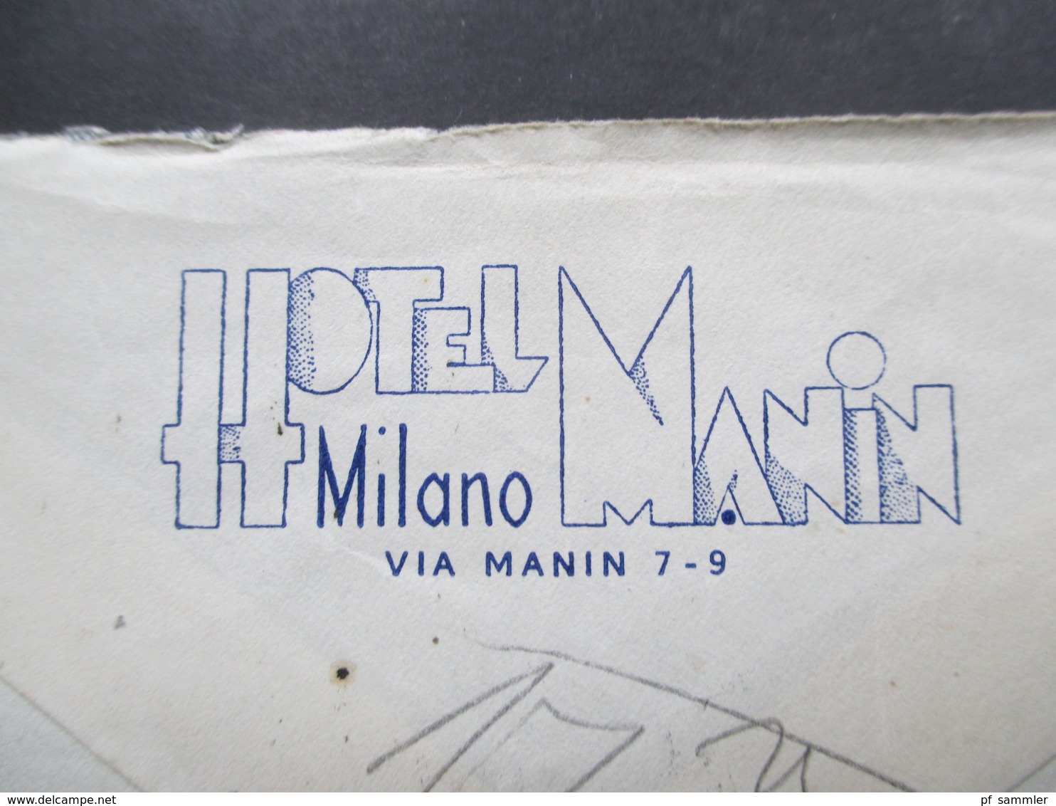 Italien 1939 Hotelpost Hotelumschlag Hotel Manin Milano Via Manin Nach Brackwede / Bielefeld Gesendet - Poste Aérienne