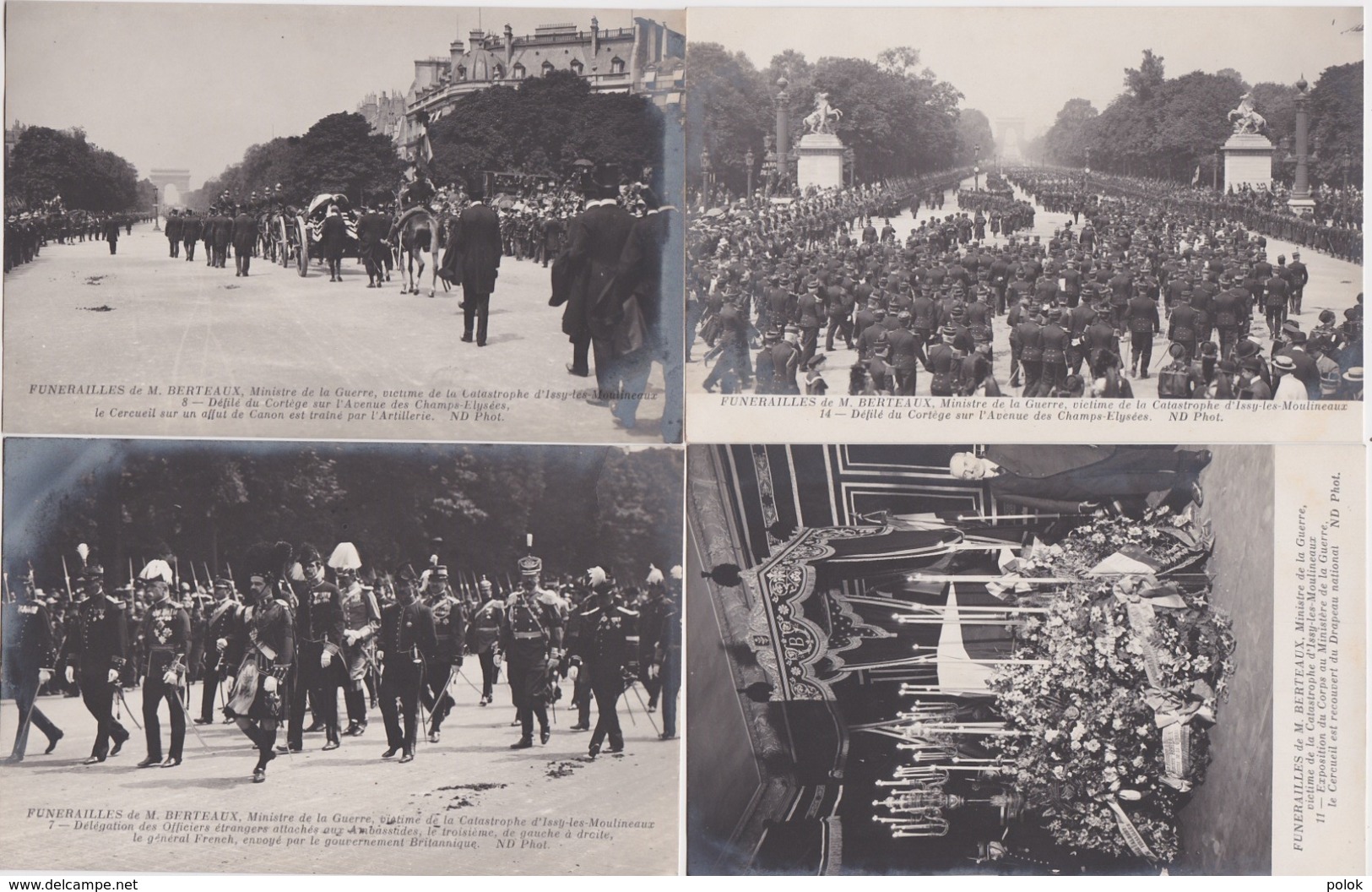 Bt - Lot De 13 Cpa Funérailles De M. BERTEAUX, Victime De La Catastrophe D'Issy Les Moulineaux, Ministre De La Guerre - Funerales