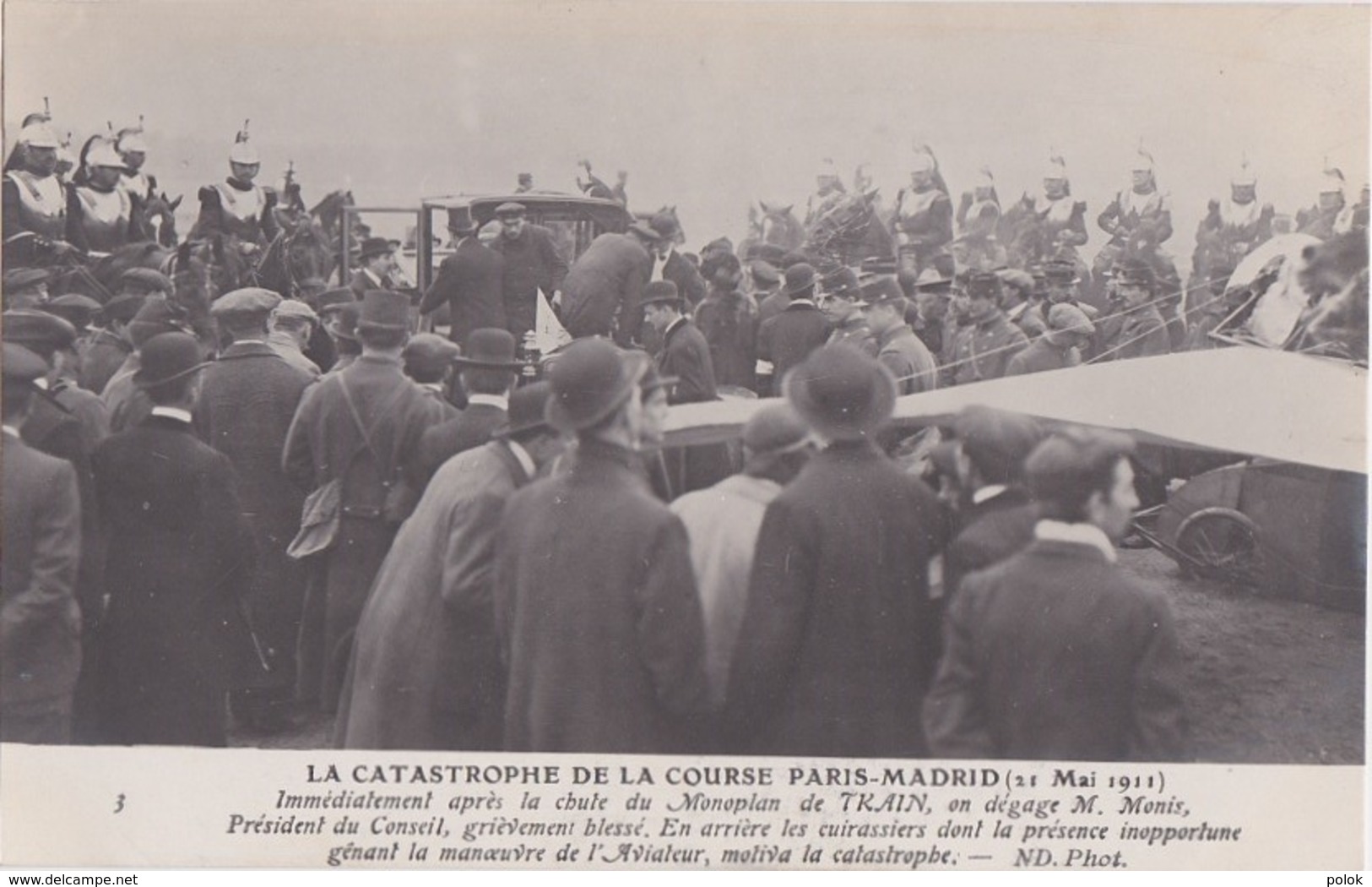 Bt - Cpa La Catastrophe De La Course PARIS-MADRID (21 Mai 1911) Immédiatement Après La Chute Du Monoplace De TRAIN - Catastrophes