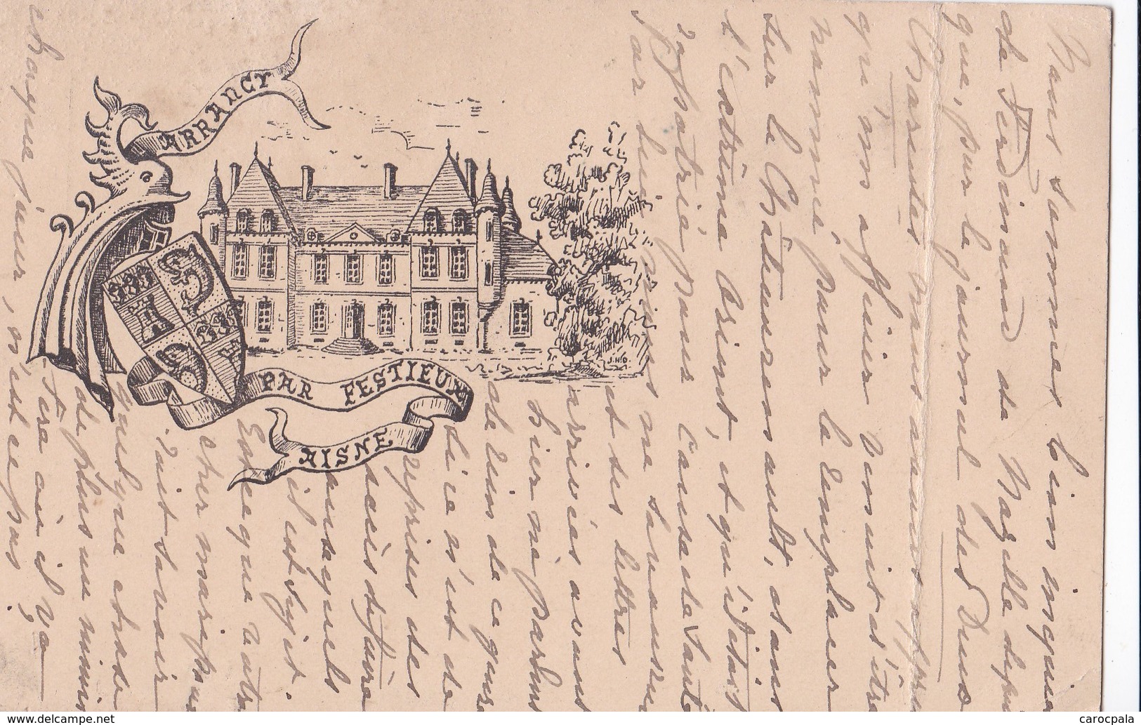 Carte 1900 Château D'Arrancy Par Festieux : Armoirie ,blason De Famille - Other & Unclassified