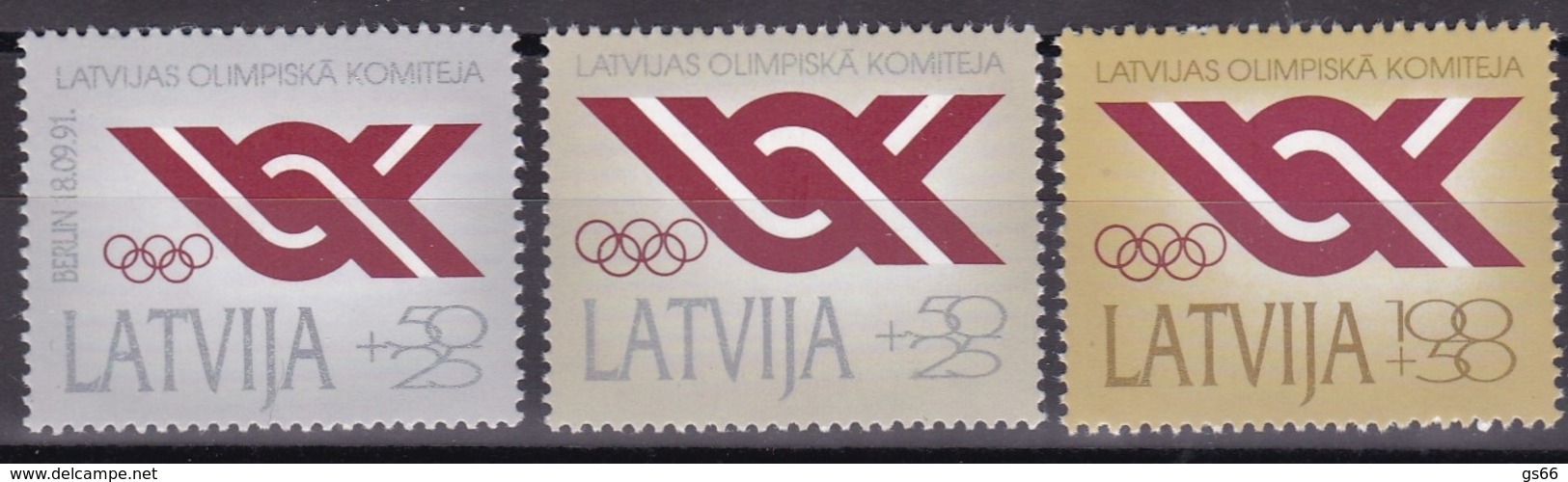 Lettland, 1992, 323/25 , Nationalen Olympischen Komitees, MNH ** - Letonia