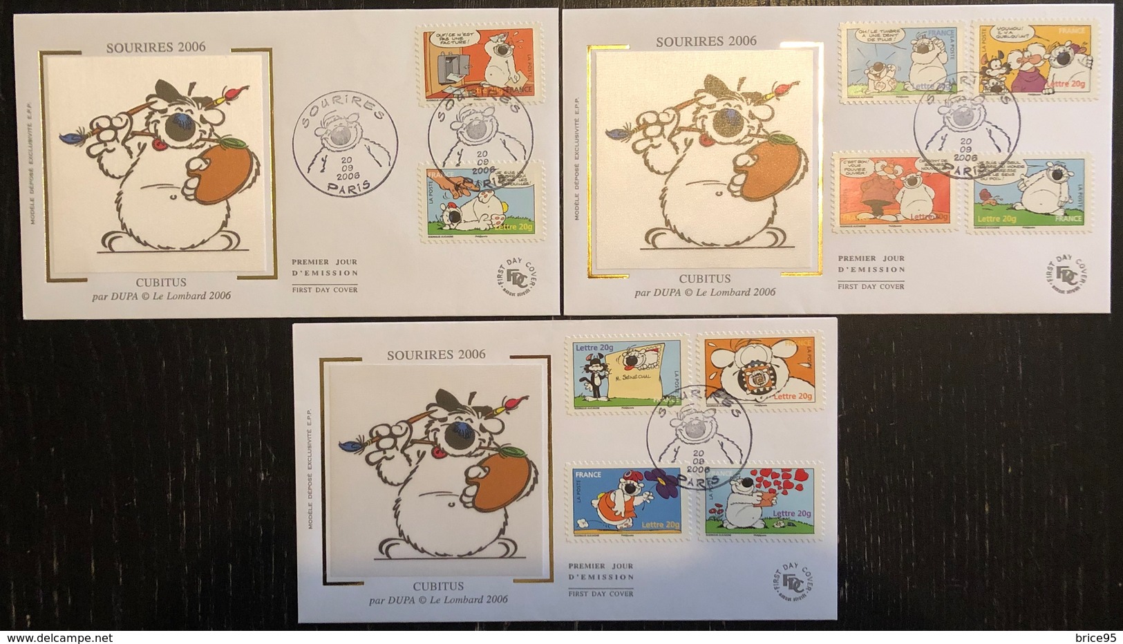 France FDC - Premier Jour - Lot De 3 FDC - Thématique Cubitus - 2006 - 2000-2009