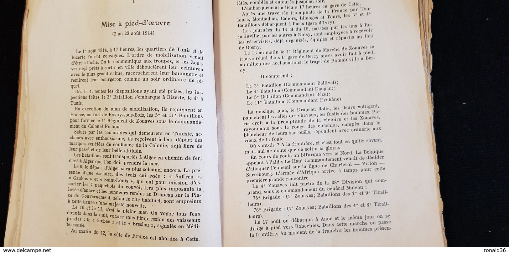 Livre Historique Guerre 1914 1918 Du 4è Régiment De Zouaves RZ  Mélizey Morlicourt Orvillers Tours Sur Marne Ambonnay .. - Français