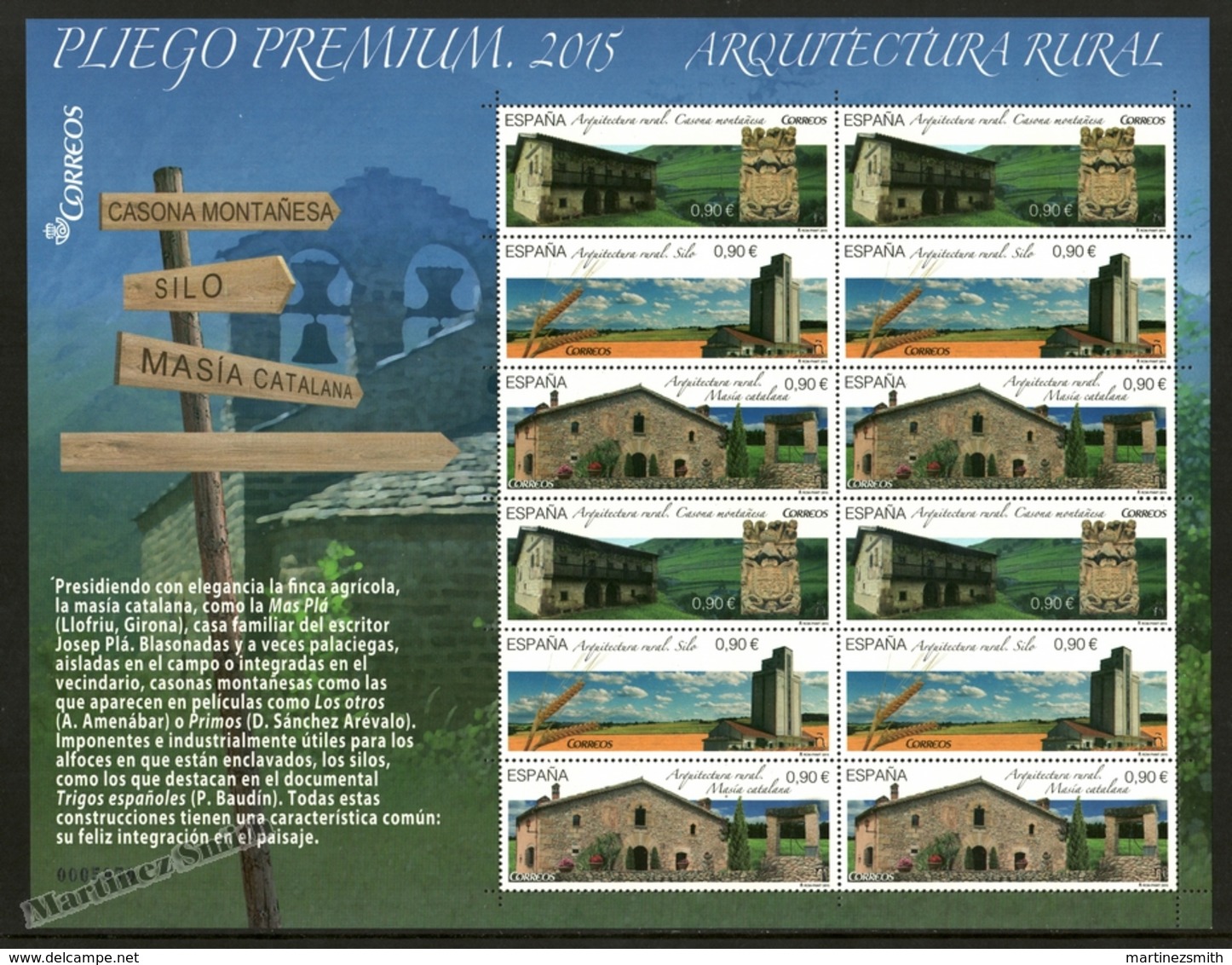 Espagne - Spain - España - Premium Sheet 2015 - Yvert 4721-23, Rural Architecture - MNH - Full Sheets