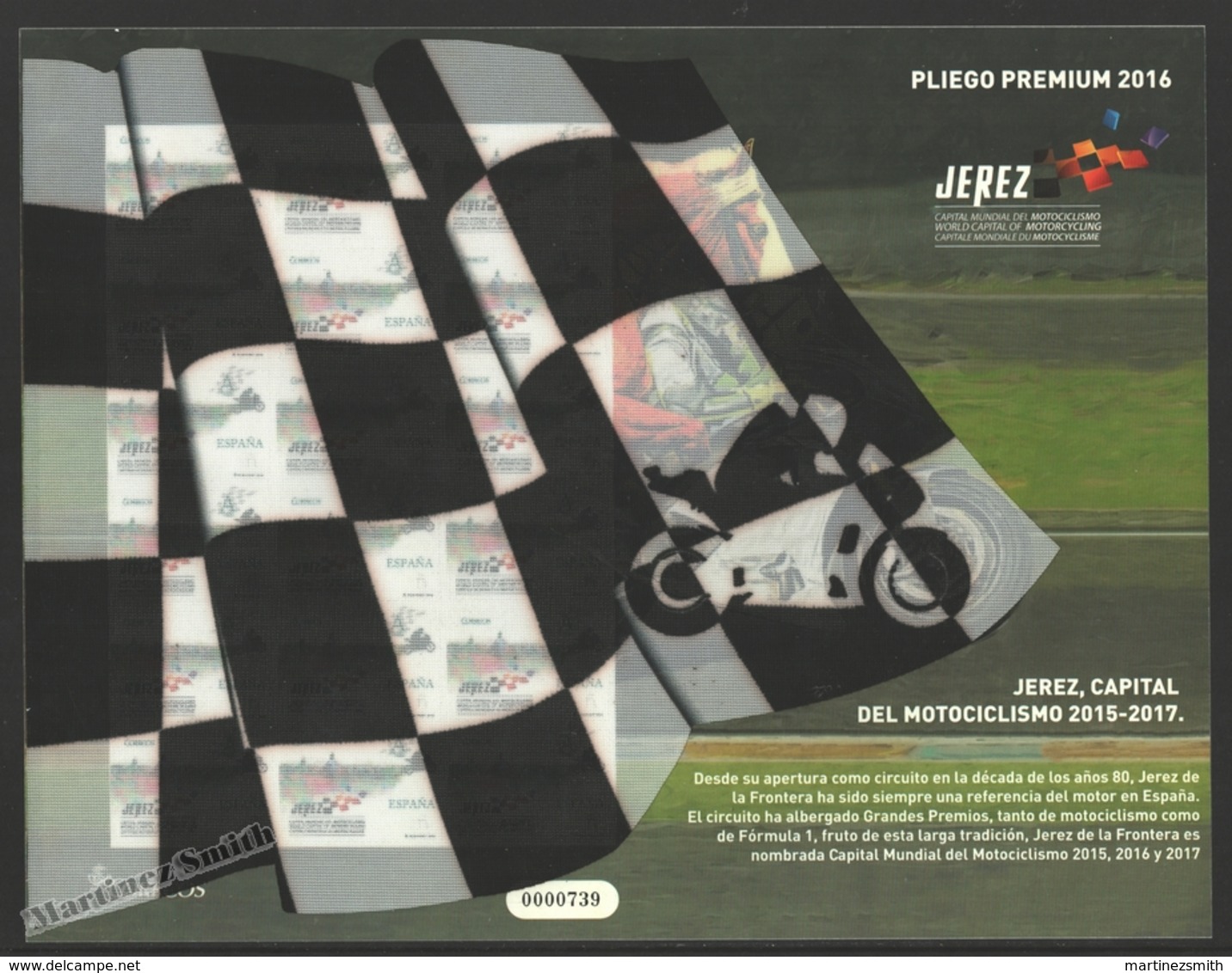 Espagne - Spain - España - Premium Sheet 2016 - Yvert 4763, City Of Jerez, World Capital Of Motorcycling - MNH - Full Sheets