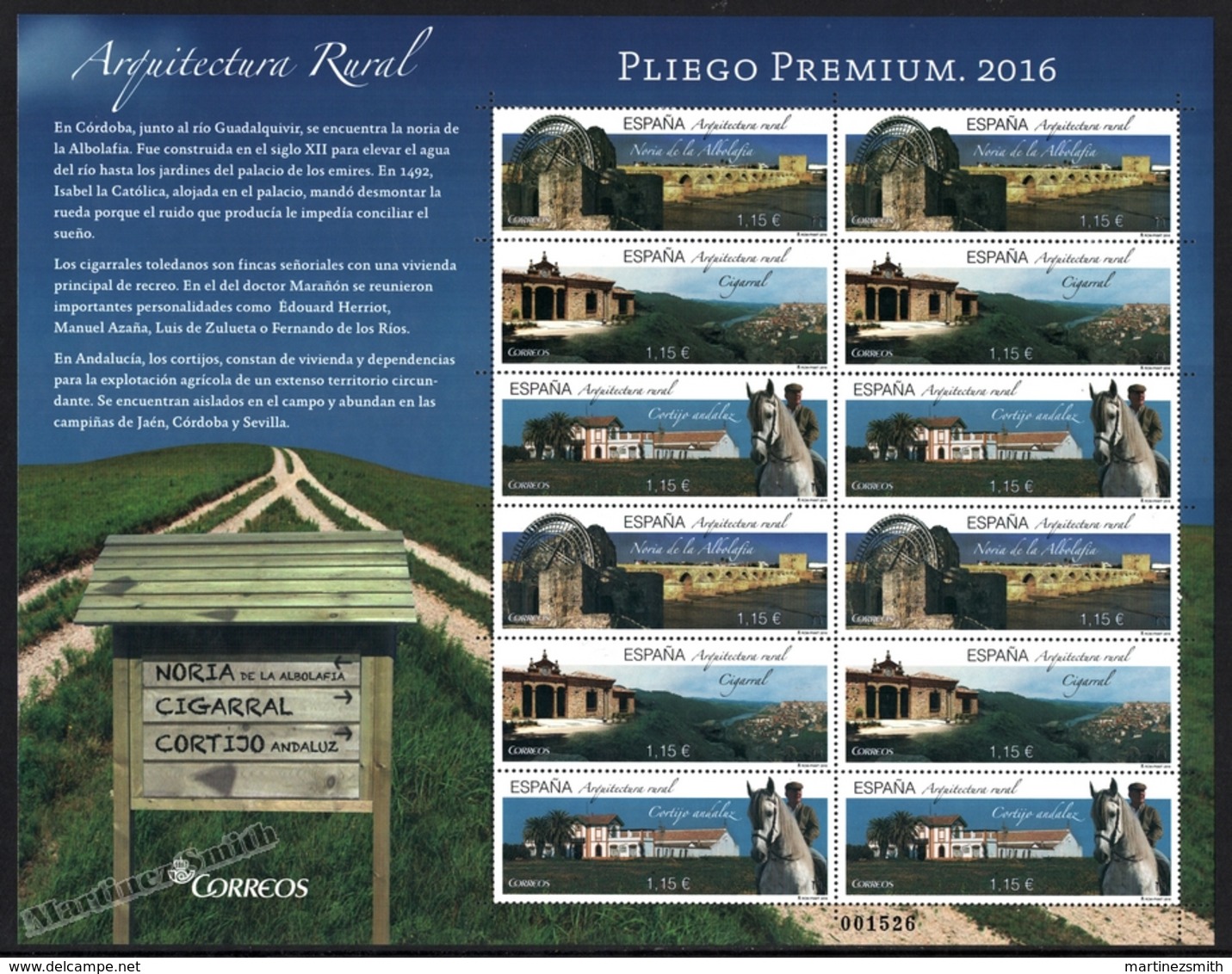 Espagne - Spain - España - Premium Sheet 2016 - Yvert 4810-12, Rural Architecture, Landscapes & Heritage - MNH - Hojas Completas