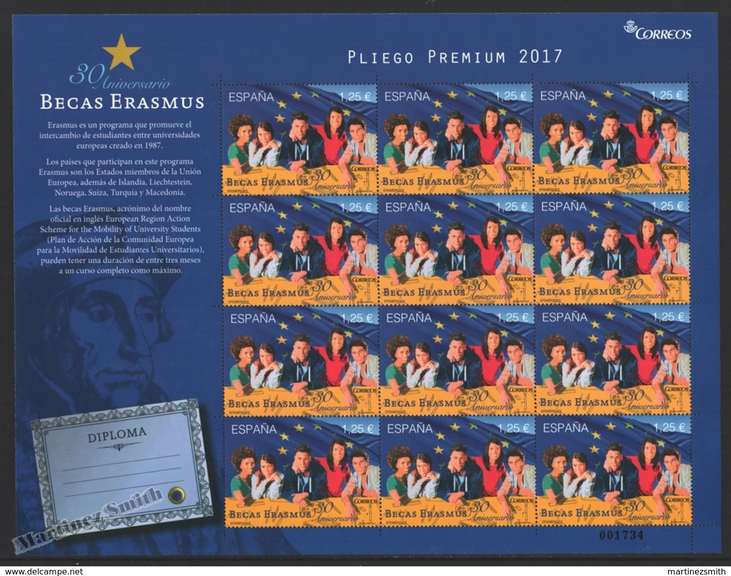 Espagne - Spain - España - Premium Sheet 2017 - Yvert 4905, 30th Ann. ERASMUS Programme - MNH - Ganze Bögen