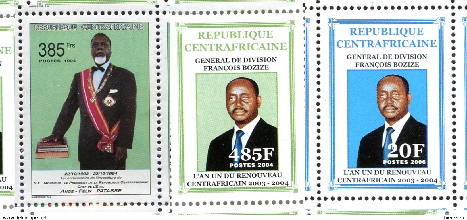 Centrafricaine ** N°  1004 - 1886 - 1895 - - Centrafricaine (République)