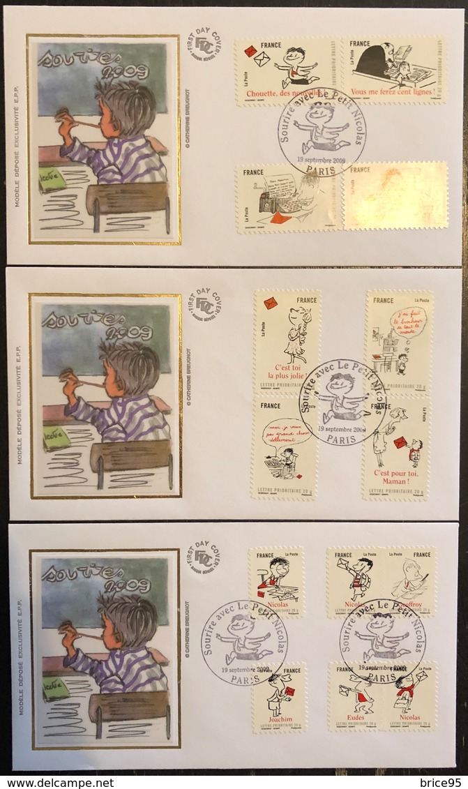 France FDC - Premier Jour - Lot De 3 FDC - Thématique Petit Nicolas - 2009 - 2000-2009