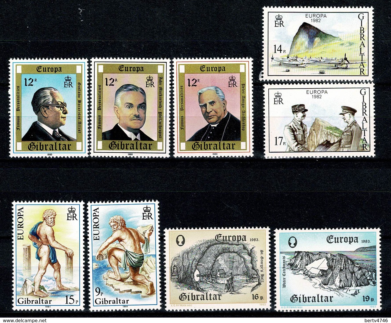 Gibraltar 1980/83 EUROPA Yv 407/09**, 418/19**, 458/59**, 471/72**,   Mi 405/07**, 416/17**, 451/52**, 463/64** MNH - Gibraltar