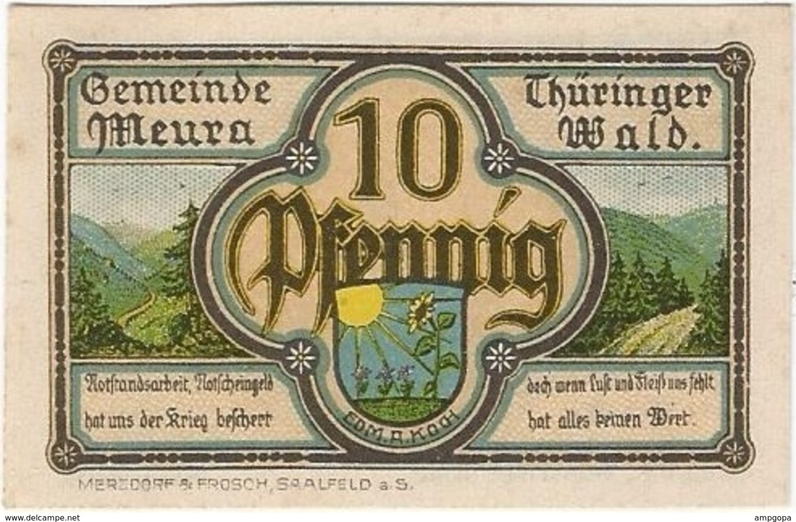 Alemania (NOTGELD) - Germany 10 Pfennig 1-5-1921 Meura Ref 3219-1 - [11] Emisiones Locales