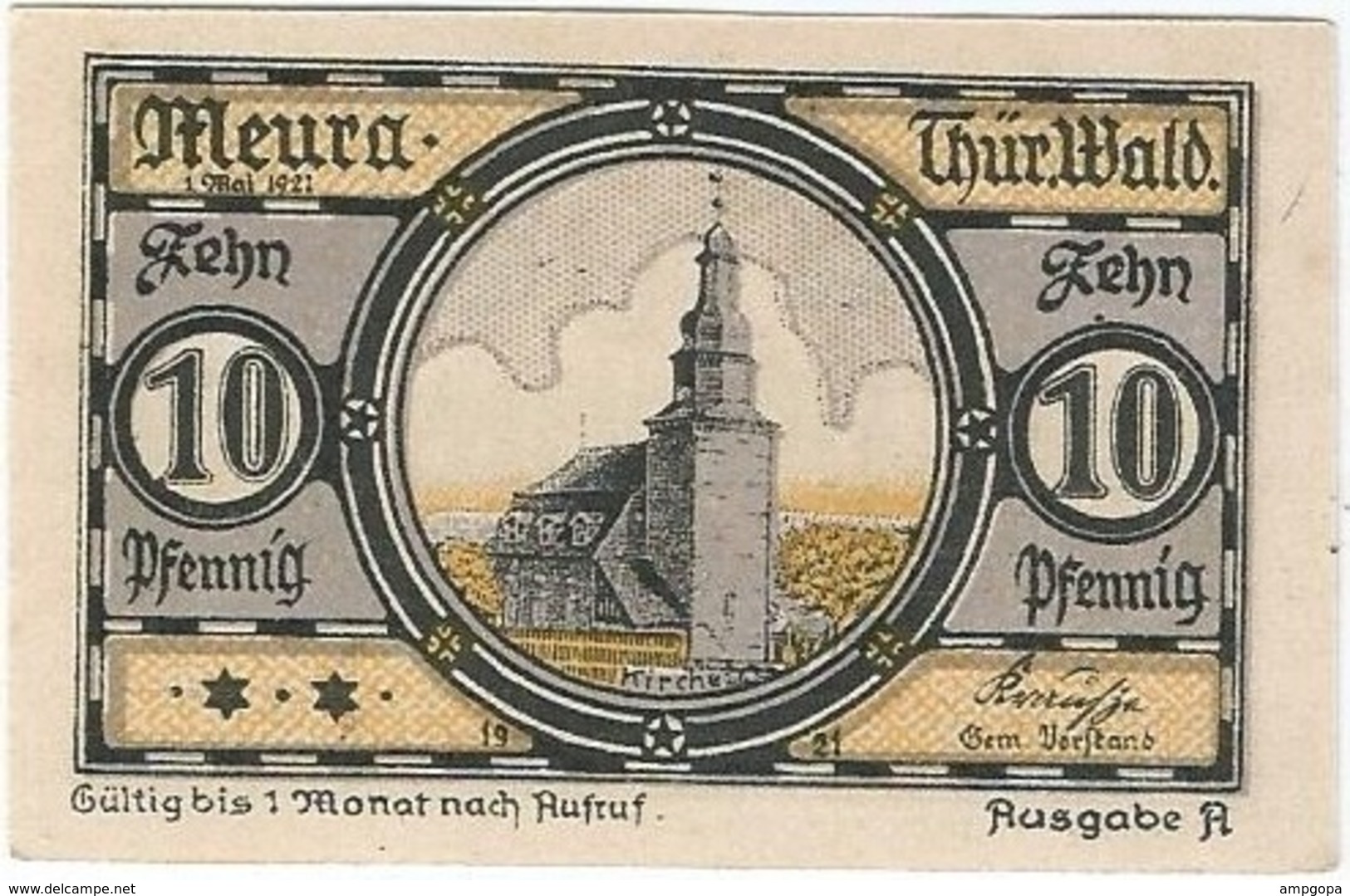 Alemania (NOTGELD) - Germany 10 Pfennig 1-5-1921 Meura Ref 3219-1 - [11] Emisiones Locales