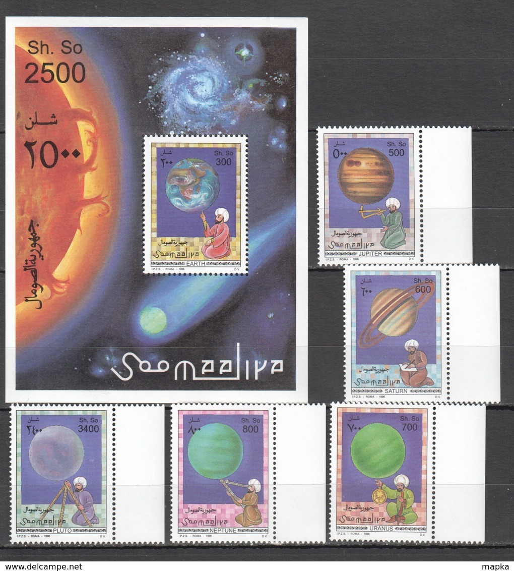 N663 1996 SOOMAALIYA SPACE PLANETS EARTH & OTHERS 1SET+5ST MNH - Autres & Non Classés