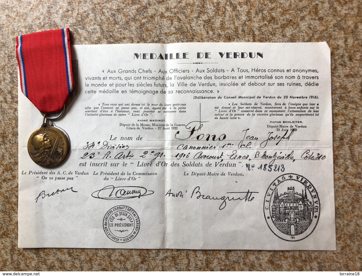 Médaille De Verdun 23 Eme D’artillerie - 1914-18