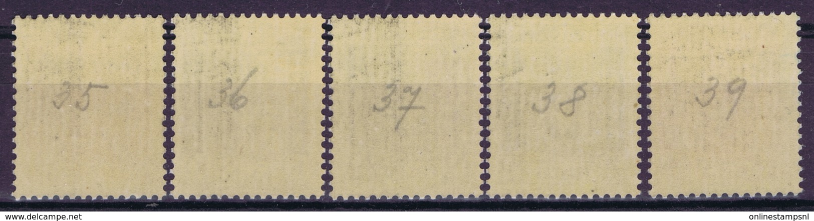 Albania Albanien Mi   35 - 39 Tax Porto  Sa Segn. 1 - 5  Some Pencil Writing On The Back - Albanie