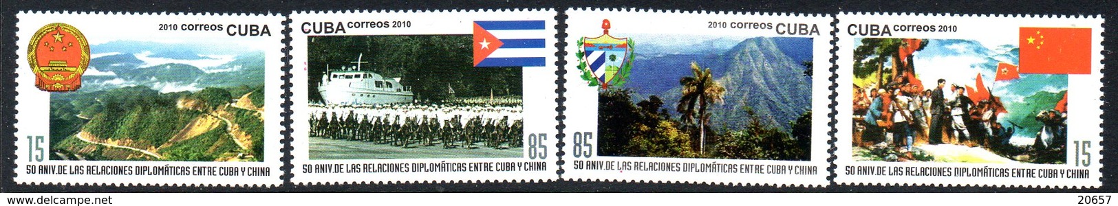 CUBA 4883/86 Mao, China, Grande Muraille De Chine, Armoiries, Drapeaux - Mao Tse-Tung