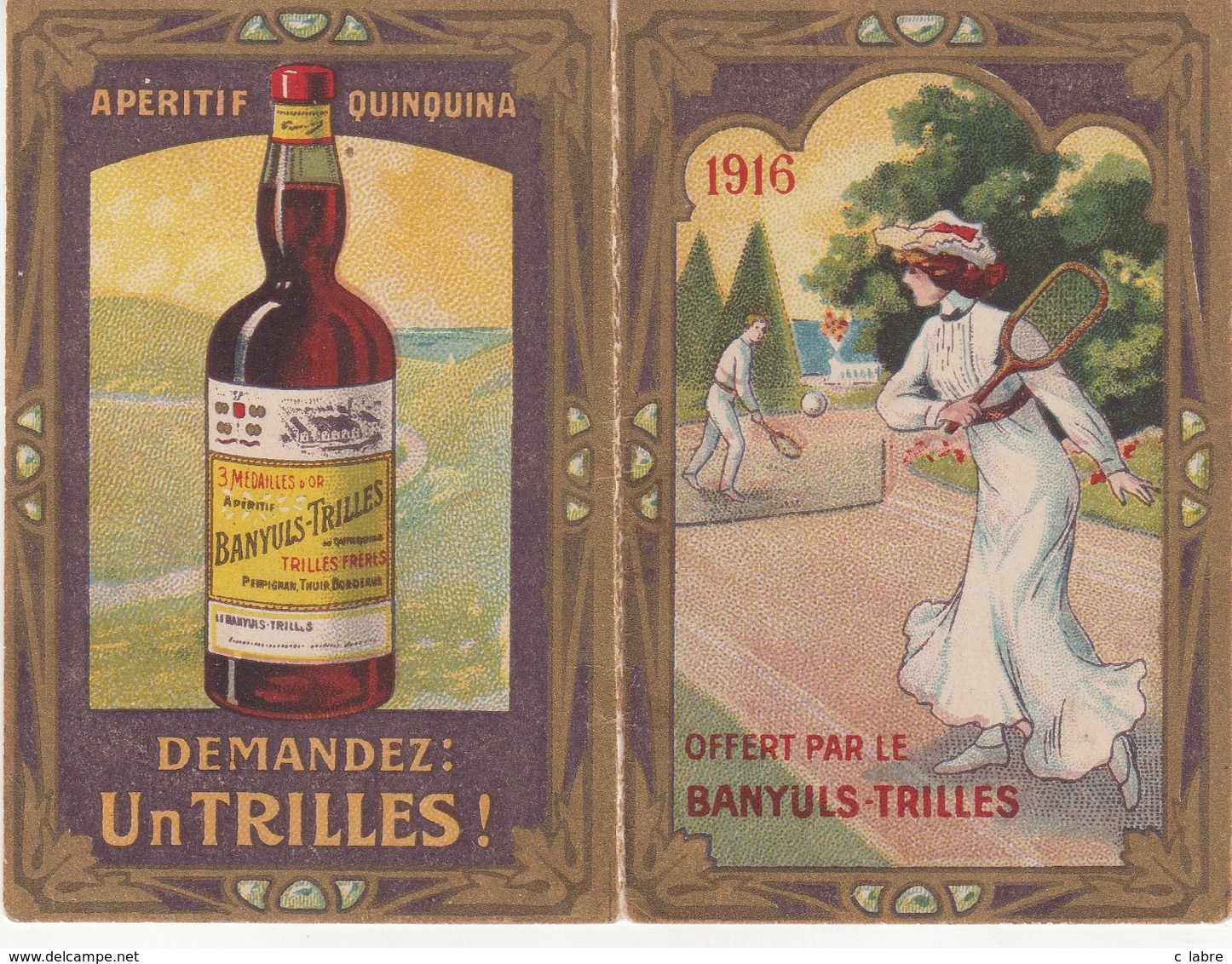 CALENDRIER 1916 : AVEC PUB APERITIF QUINQUINA . - Petit Format : 1901-20