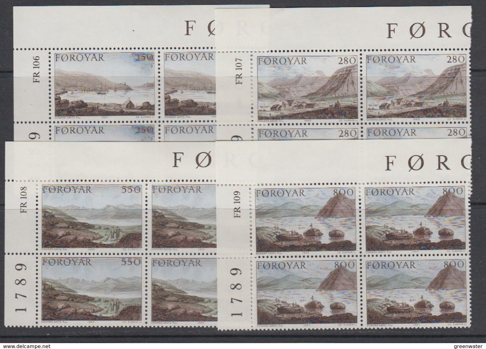 Faroe Islands 1985 Landscape Paintings 4v Bl Of 4 (corners) ** Mnh (42575B) - Faeroër