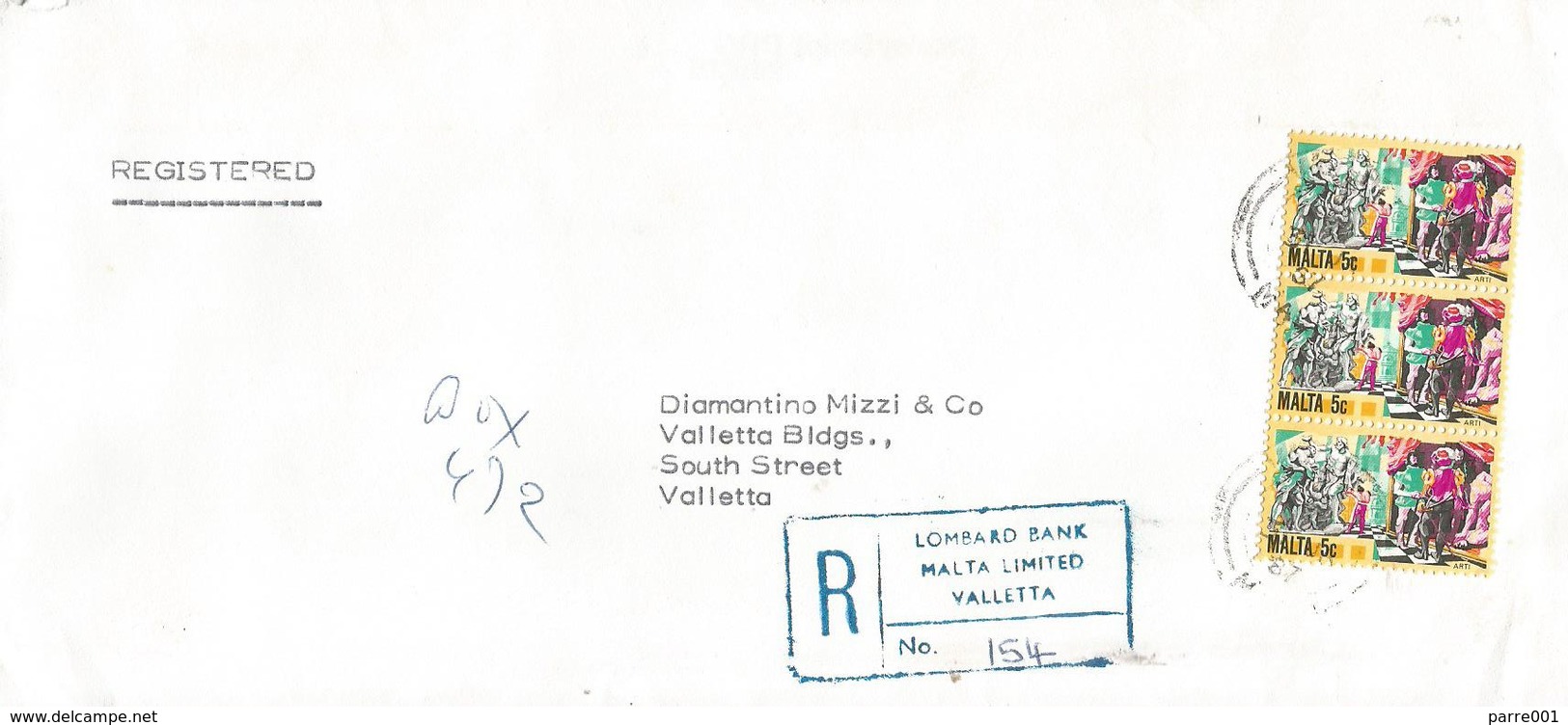 Malta 1987 Valletta Sculpture Art Lombard Bank Registered Cover - Malta