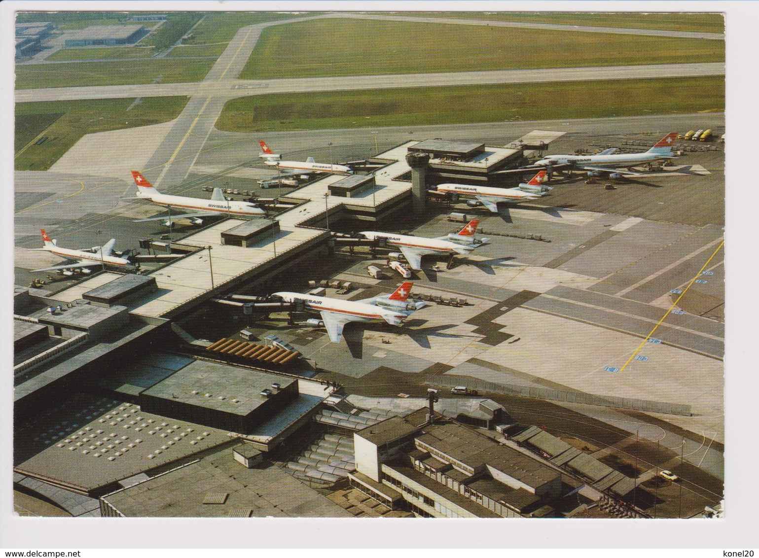 Vintage Rppc Swissair Boeing 747 & Douglas Dc-10 @ Zurich Kloten Airport - 1919-1938: Between Wars