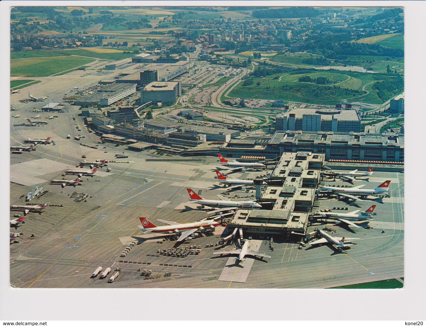 Vintage Rppc Swissair Boeing 747 & Douglas Dc-10 @ Zurich Kloten Airport - 1919-1938: Between Wars