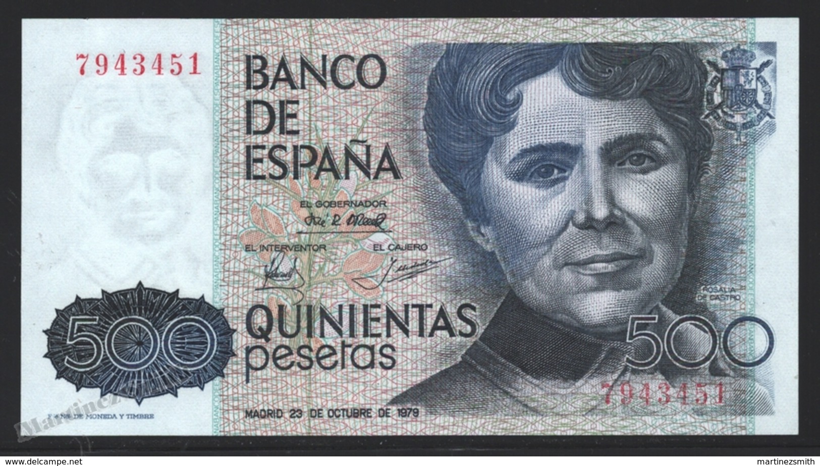 Banknote Spain - 500 Pesetas – October 1979 – Rosalia De Castro, Writer - Condition VF - Pick 157 - [ 4] 1975-… : Juan Carlos I