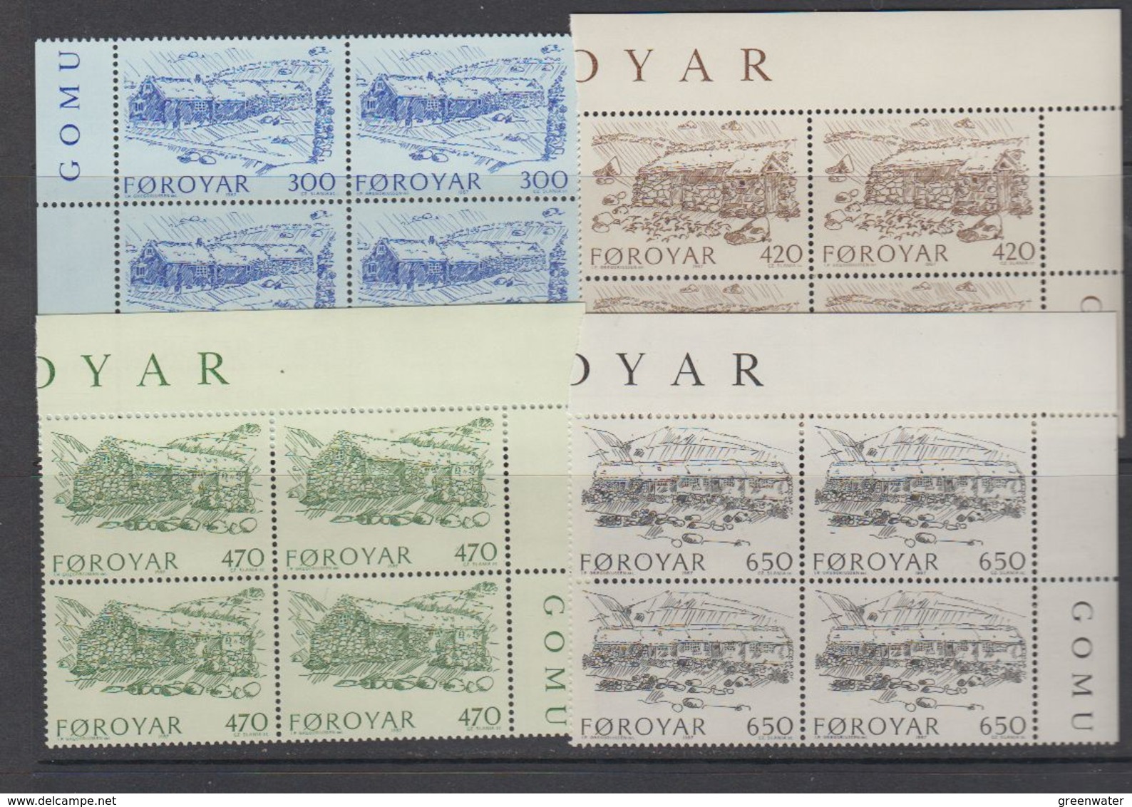 Faroe Islands 1987 Old Farmhouses 4v Bl Of 4 ** Mnh (42576C) - Faeroër