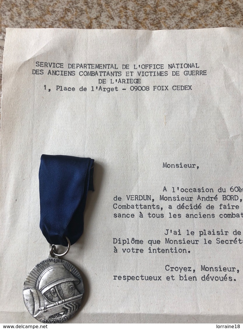 Médaille Hommage Aux Poilus 11 Nov 18 / 68 Ariége - 1914-18