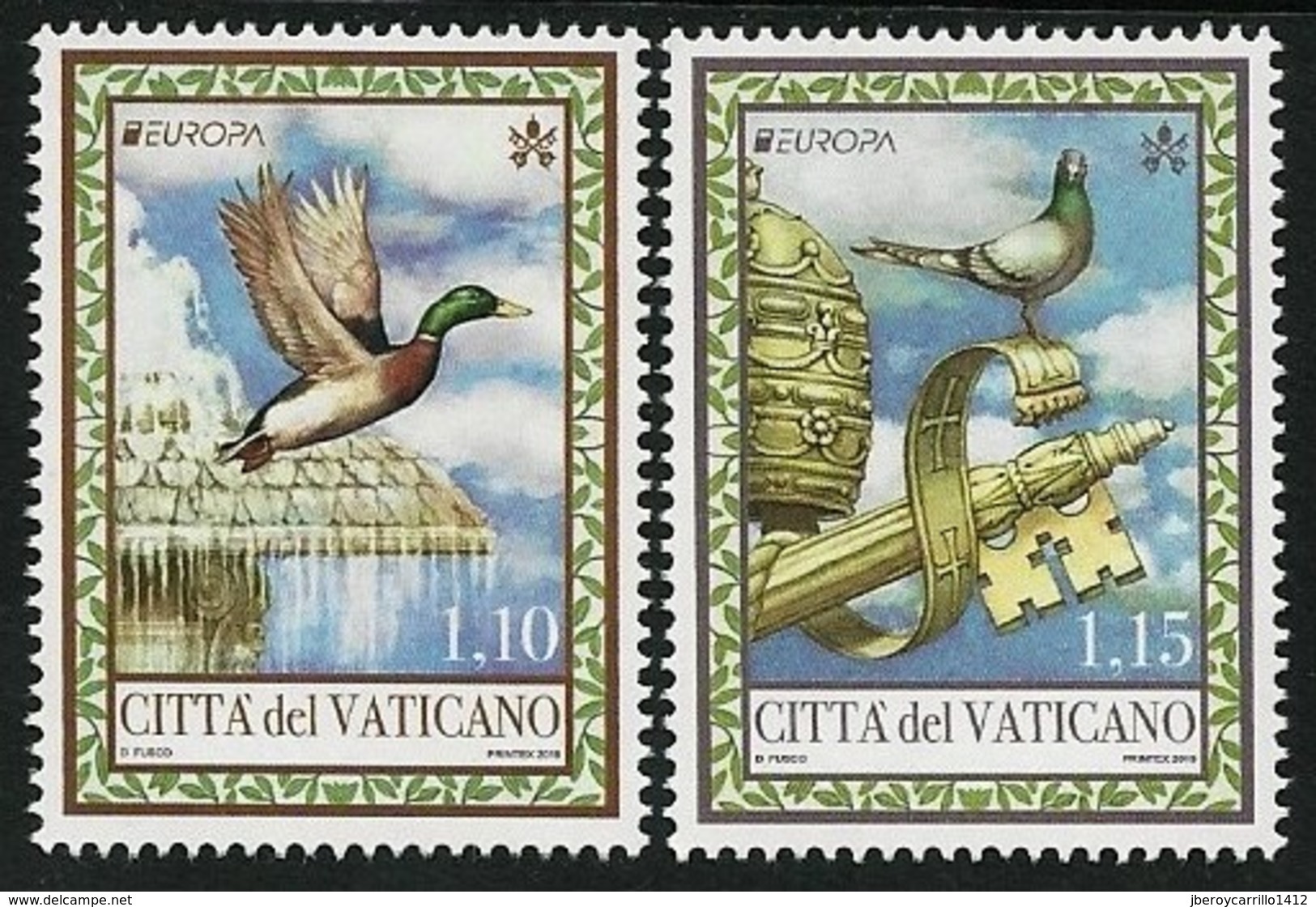 VATICANO/ VATICAN/ VATIKANSTADT / EUROPA 2019 -NATIONAL BIRDS.-"AVES - BIRDS - VÖGEL -OISEAUX"- SERIE De 2 V N - 2019