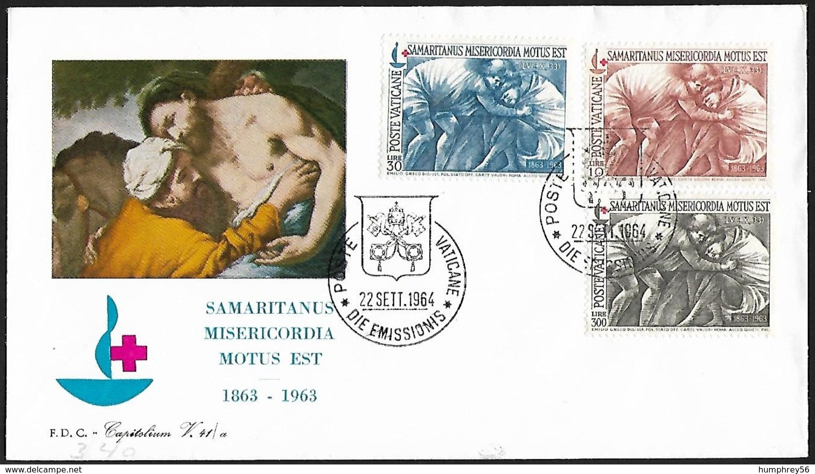 1964 - VATICANO - FDC Red Cross + Y&T 410/412 [Emilio Greco] + POSTE VATICANE - FDC