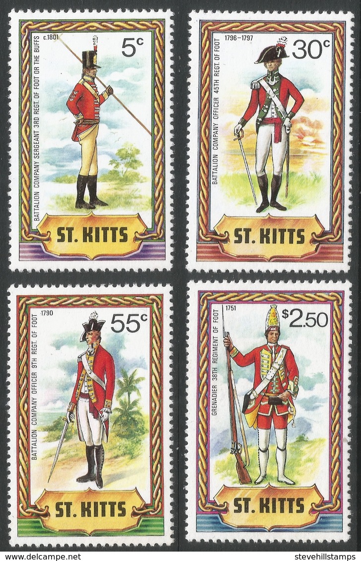 St Kitts. 1981 Military Uniforms. MNH Complete Set. SG 71-74 - St.Kitts And Nevis ( 1983-...)