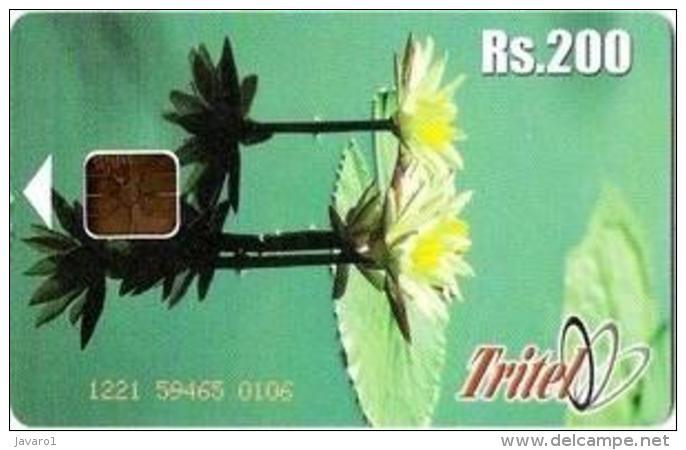 SRI-TRITEL : TRI17 200 Water Flowers Lotus (chip 1) USED - Sri Lanka (Ceylon)
