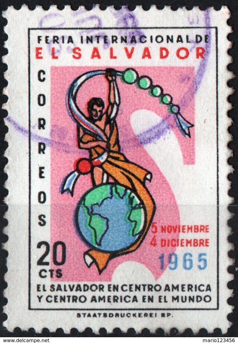 EL SALVADOR, COMMEMORATIVO, FIERA, FAIR, 1966, 20 C., FRANCOBOLLO USATO Mi. 916,  Scott 767 - El Salvador