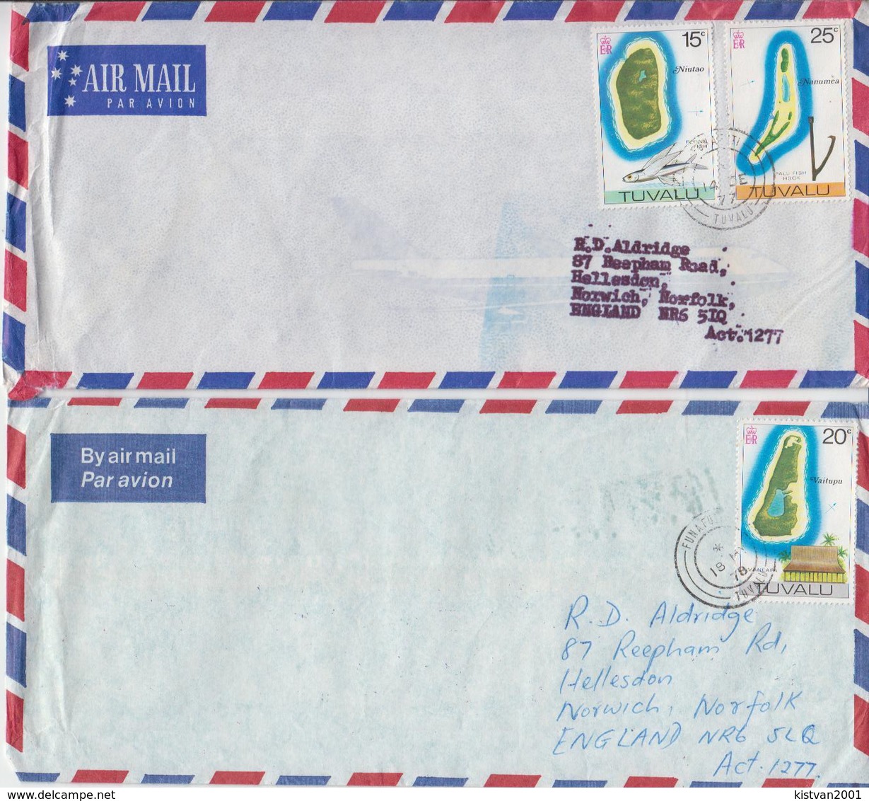 Postal History: Tuvalu 5 Covers With Definitive Stamps - Tuvalu